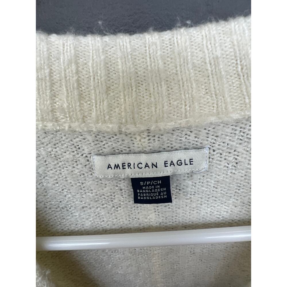 American Eagle size small cream & blue striped sweater - Picture 2 of 3